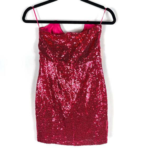 Superdown Stevie Sweetheart Mini Dress Strapless Fuchsia Pink Sequin Sz S - Picture 9 of 12